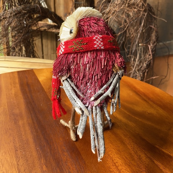 Pottery Barn Sisal, Pinecone and Twig Holiday Owl with Scarf and Burlap body 🦉 - Picture 7 of 16